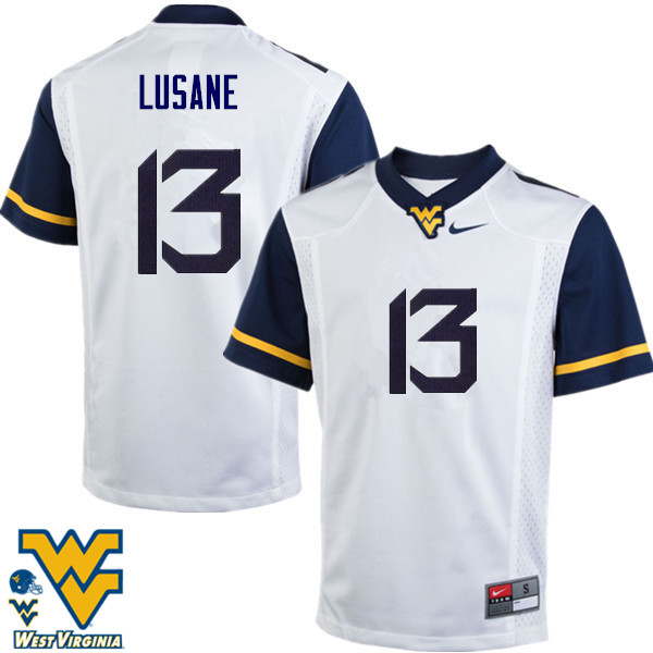 Men #13 Rashon Lusane West Virginia Mountaineers College Football Jerseys-White - Click Image to Close